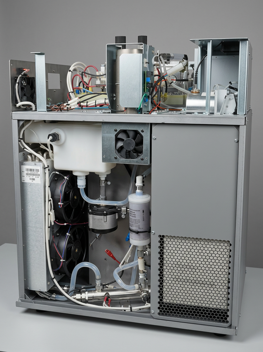 Cooling Fans & Filter — Cooling fans, coolant filter, and manifold inspected on a full internal service. Airflow paths and filter media are replaced as part of every PM.